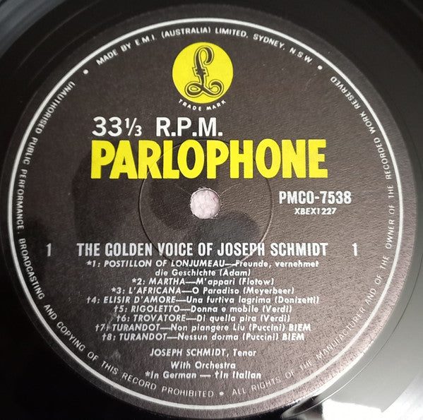 Joseph Schmidt : The Golden Voice Of Joseph Schmidt (LP, Comp, Mono, Fli)
