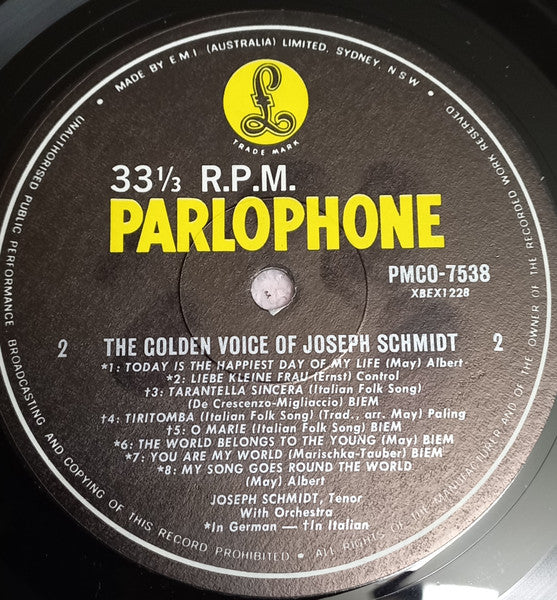 Joseph Schmidt : The Golden Voice Of Joseph Schmidt (LP, Comp, Mono, Fli)