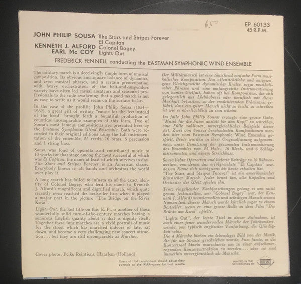 Frederick Fennell, Eastman Wind Ensemble : The Stars And Stripes [EP] (7", EP)