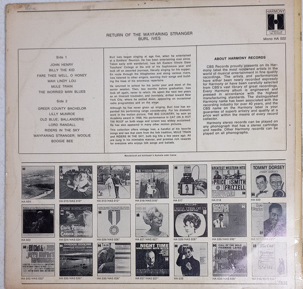 Burl Ives : The Return Of The Wayfaring Stranger (LP, Mono)