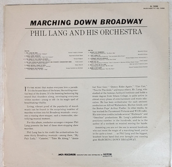 Phil Lang And His Orchestra : Marching Down Broadway (LP, Album)