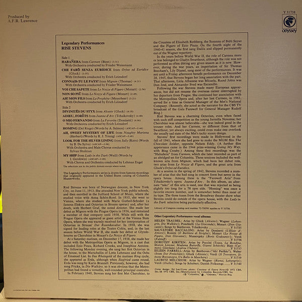 Risë Stevens : Rise Stevens (LP, Comp, Mono)