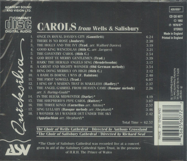 Various : Christmas Carols From Wells & Salisbury (CD)