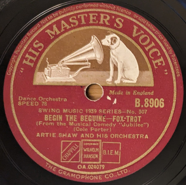 Artie Shaw And His Orchestra : Begin The Beguine / Deep Purple (Shellac, 10", RP, DT )