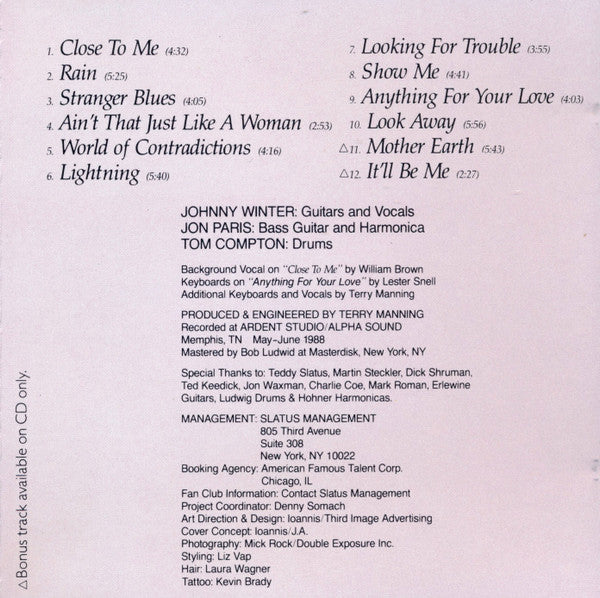 Johnny Winter : The Winter Of  '88 (CD, Album)
