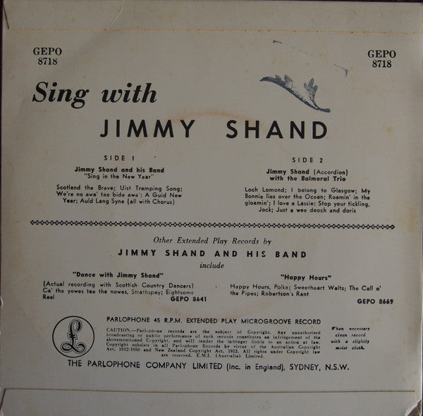 Jimmy Shand And His Band : Sing With Jimmy Shand (7", EP)