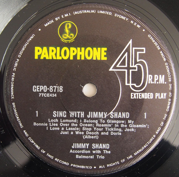 Jimmy Shand And His Band : Sing With Jimmy Shand (7", EP)