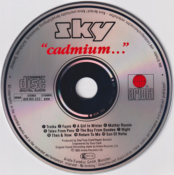Sky (4) : "Cadmium..." (CD, Album)
