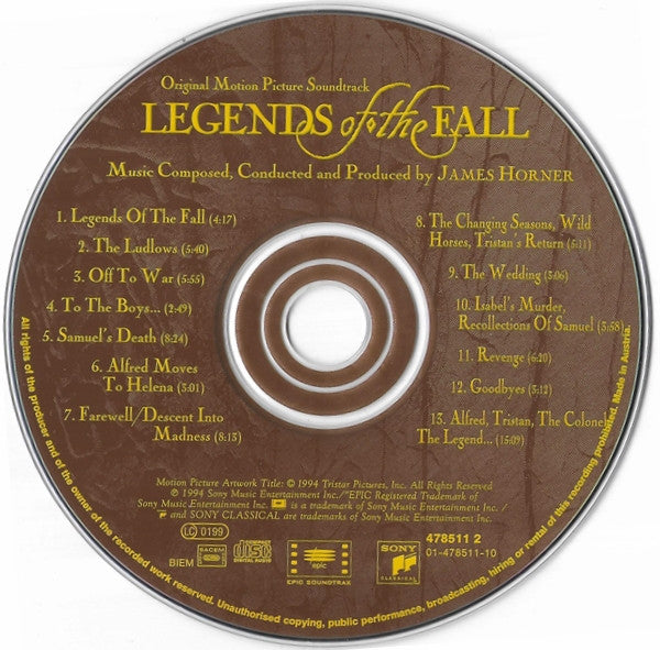 James Horner : Legends Of The Fall (Original Motion Picture Soundtrack) (CD, Album)