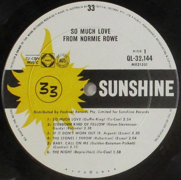 Normie Rowe : So Much Love From Normie Rowe (LP, Album, Mono)