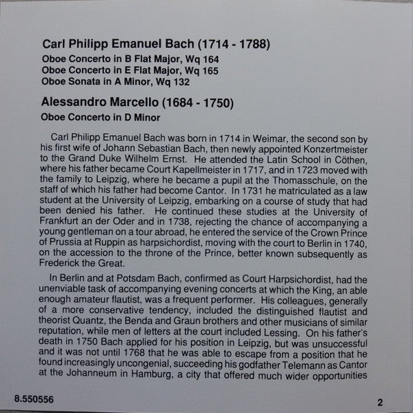 Carl Philipp Emanuel Bach, Alessandro Marcello, József Kiss, Ferenc Erkel Chamber Orchestra : Oboe Concertos (CD, Album)