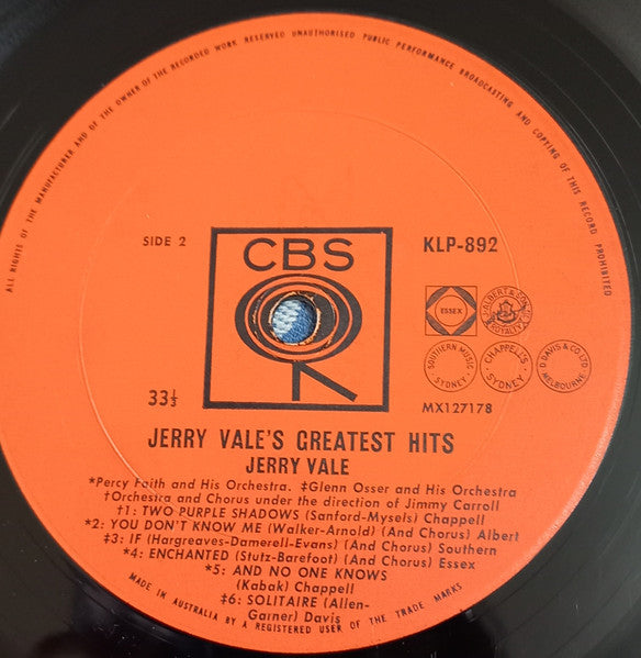Jerry Vale : Jerry Vale's Greatest Hits (LP, Comp, Mono, Fli)