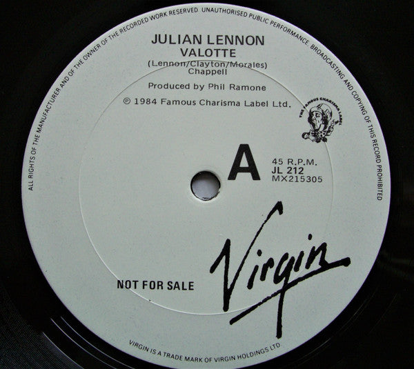 Julian Lennon : Valotte (12", Promo)