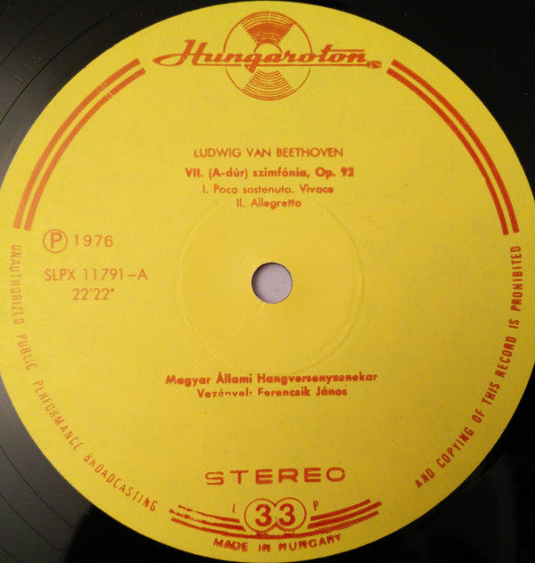 Beethoven* - Hungarian State Orchestra, János Ferencsik : Symphony №7 (LP, Album)