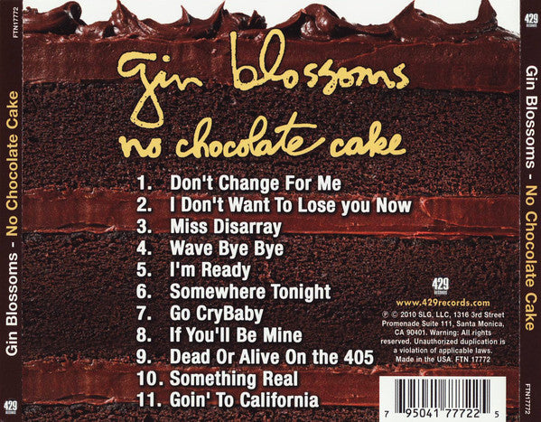 Gin Blossoms : No Chocolate Cake (CD, Album)