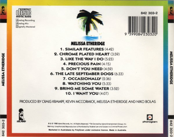 Melissa Etheridge : Melissa Etheridge (CD, Album, RE, Dis)