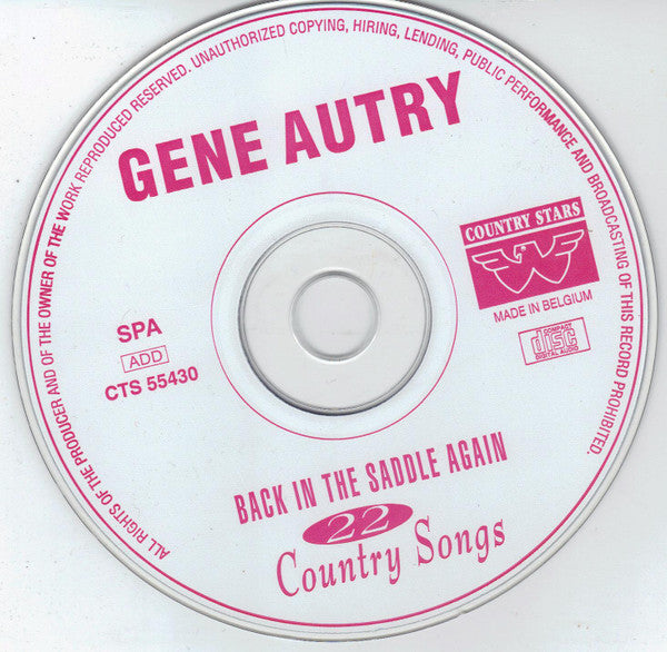 Gene Autry : Back In The Saddle Again - 22 Country Songs (CD, Comp)