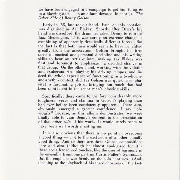 Benny Golson : The Other Side Of Benny Golson (CD, Album, Ltd, RE, RM)