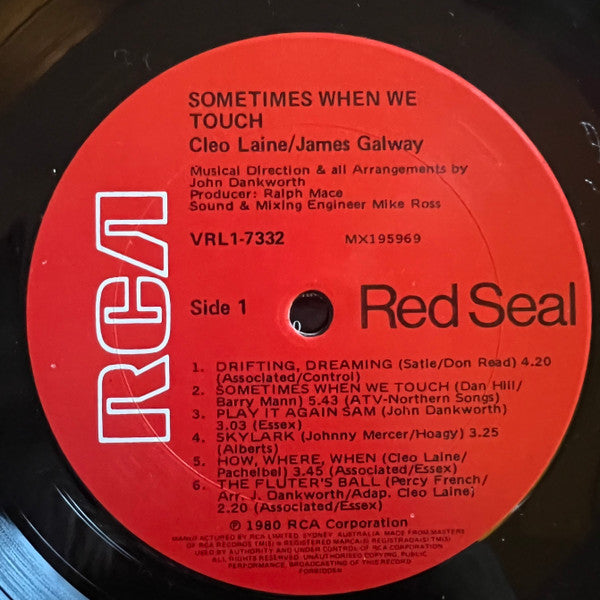 Cleo Laine & James Galway : Sometimes When We Touch (LP, Album)
