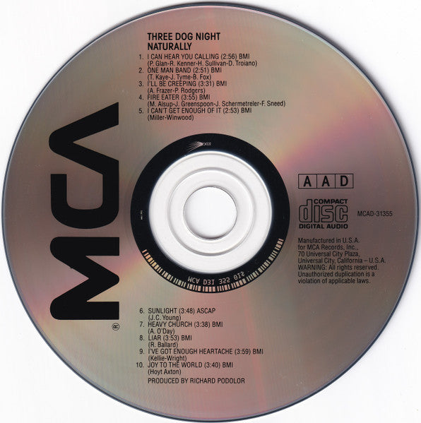Three Dog Night : Naturally (CD, Album, RE)