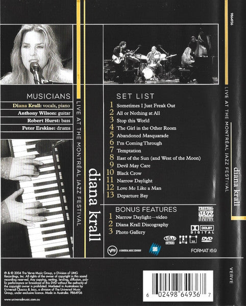 Diana Krall : Live At The Montreal Jazz Festival (DVD-V, Multichannel, NTSC, Dua)