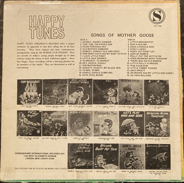 Bubble Gum Singers And Orchestra : Songs of Mother Goose (LP, Album)