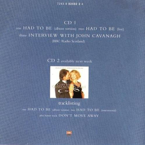 Cliff Richard With Olivia Newton-John : Had To Be (CD, Single, CD1)