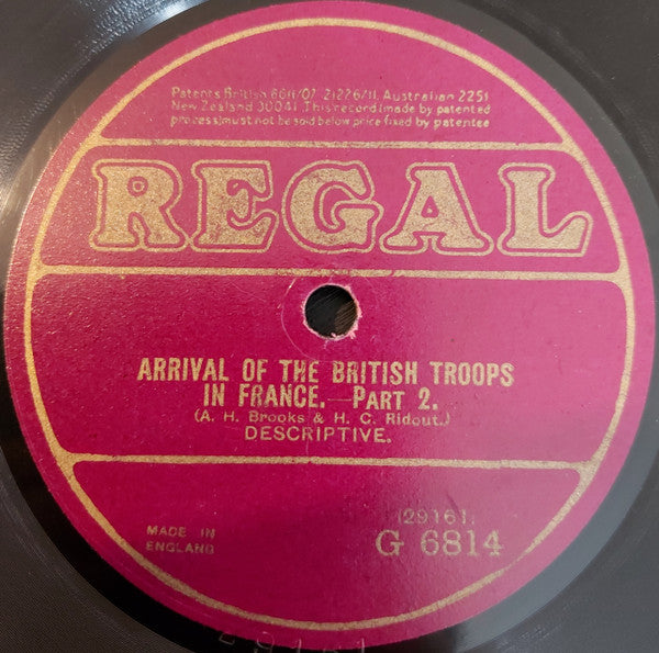 Unknown Artist : Arrival Of The British Troops In France (Shellac, 10")