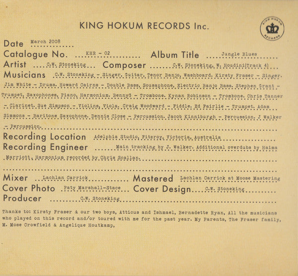 C.W. Stoneking : Jungle Blues (CD, Album, Dig)