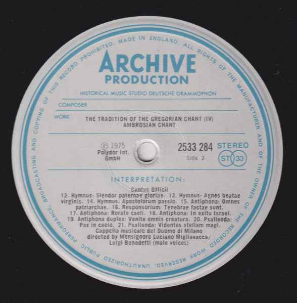 Cappella Musicale Del Duomo Di Milano : Ambrosianischer Choral (LP, Gat)