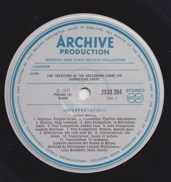 Cappella Musicale Del Duomo Di Milano : Ambrosianischer Choral (LP, Gat)