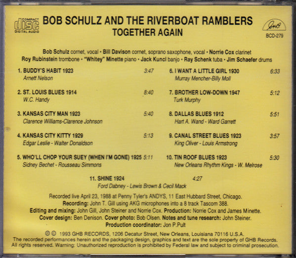 Bob Schulz And The Riverboat Ramblers : Together Again! (CD, Album, Comp)