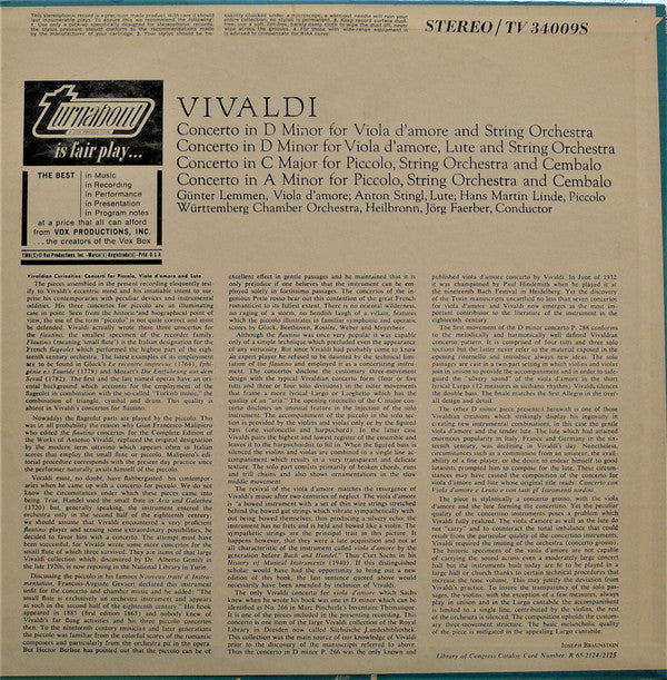 Vivaldi* / Württemberg Chamber Orchestra, Heilbronn*, Jörg Faerber : IV Concerti (LP, Album)