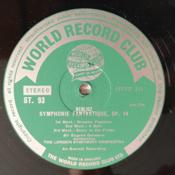 Berlioz* - London Symphony Orchestra Conducted By Sir Eugene Goossens : Symphonie Fantastique (LP, Club, RE)