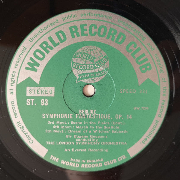 Berlioz* - London Symphony Orchestra Conducted By Sir Eugene Goossens : Symphonie Fantastique (LP, Club, RE)