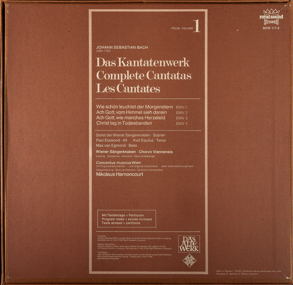 Joh. Sebast. Bach* : Das Kantatenwerk = Complete Cantatas = Les Cantates - BWV 1-4 - Folge • Volume 1 (2xLP + Box)