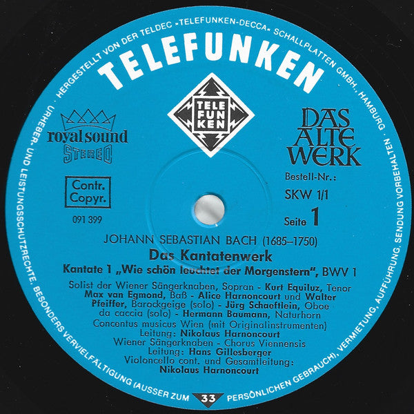 Joh. Sebast. Bach* : Das Kantatenwerk = Complete Cantatas = Les Cantates - BWV 1-4 - Folge • Volume 1 (2xLP + Box)