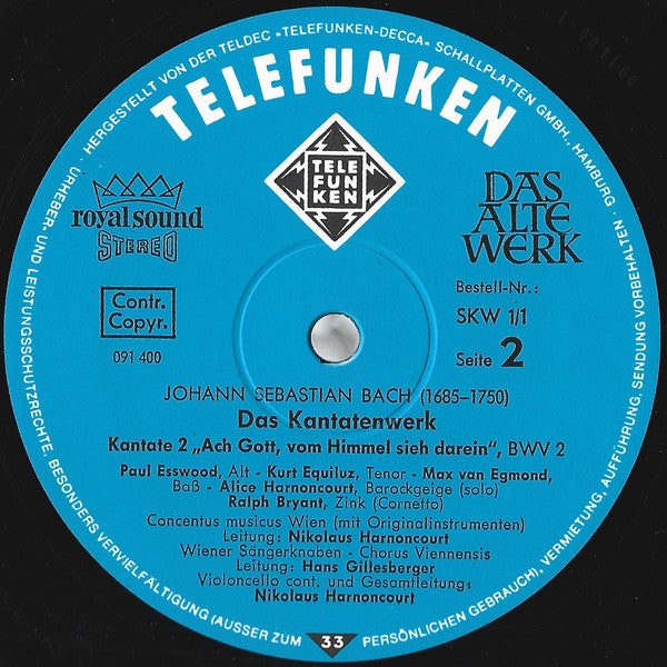 Joh. Sebast. Bach* : Das Kantatenwerk = Complete Cantatas = Les Cantates - BWV 1-4 - Folge • Volume 1 (2xLP + Box)