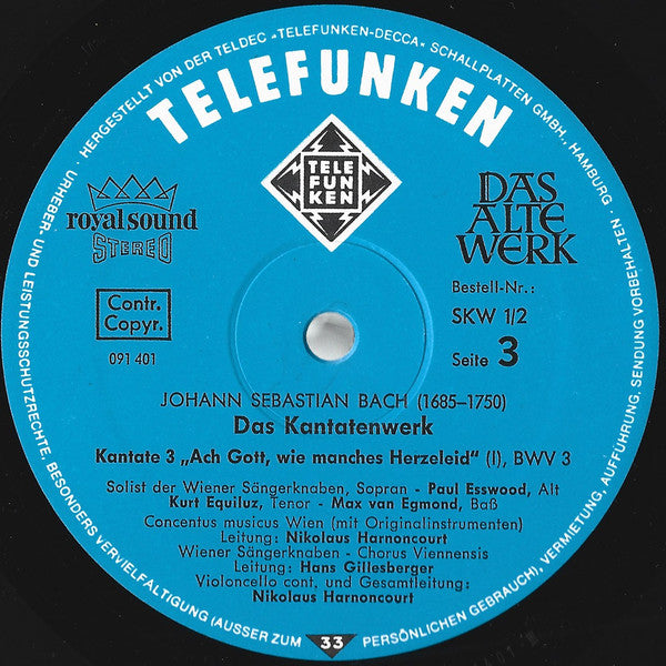 Joh. Sebast. Bach* : Das Kantatenwerk = Complete Cantatas = Les Cantates - BWV 1-4 - Folge • Volume 1 (2xLP + Box)