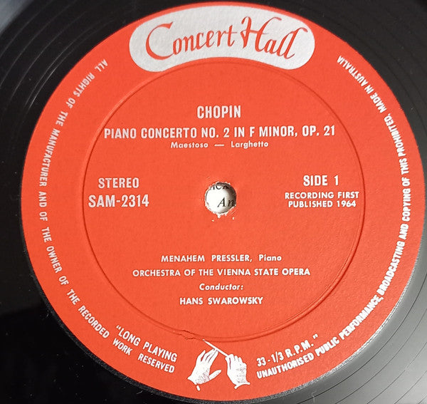 Frédéric Chopin Chopin Felix Mendelssohn-Bartholdy : Chopin Piano Concerto no.2 in F Minor - Mendelssohn Piano Concerto no.1 in G Minor (LP, Fli)