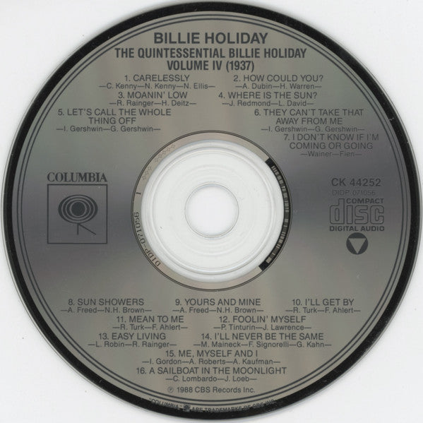 Billie Holiday : The Quintessential Billie Holiday Volume 4 (1937) (CD, Comp, RM)