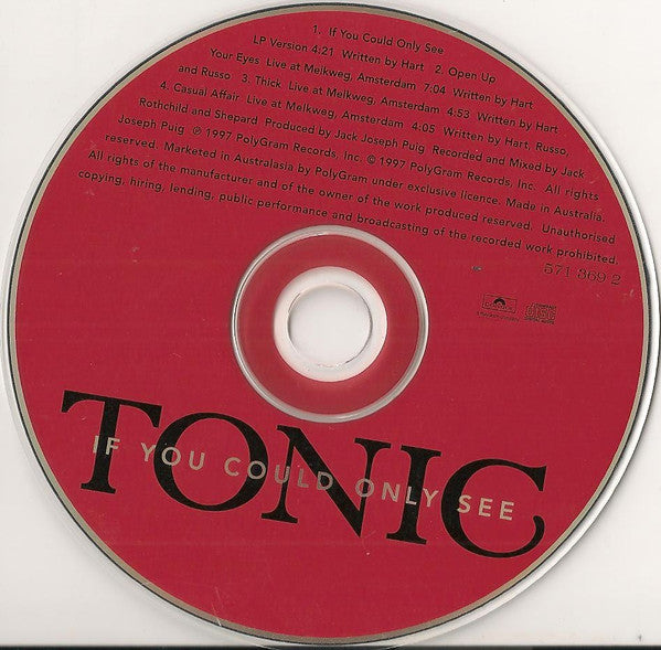 Tonic (2) : If You Could Only See (CD, Single, Car)