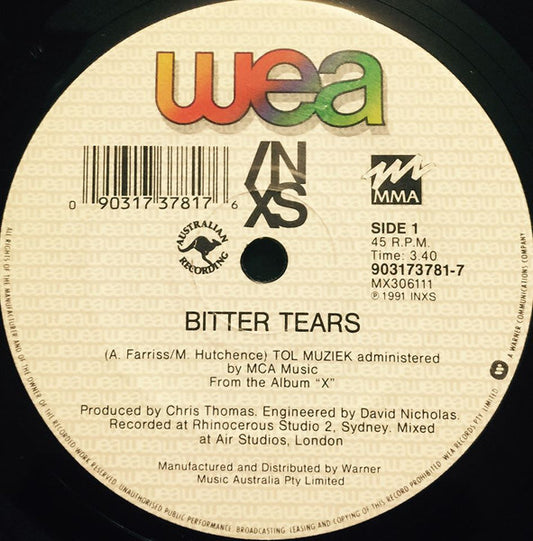 INXS : Bitter Tears (7", Single)