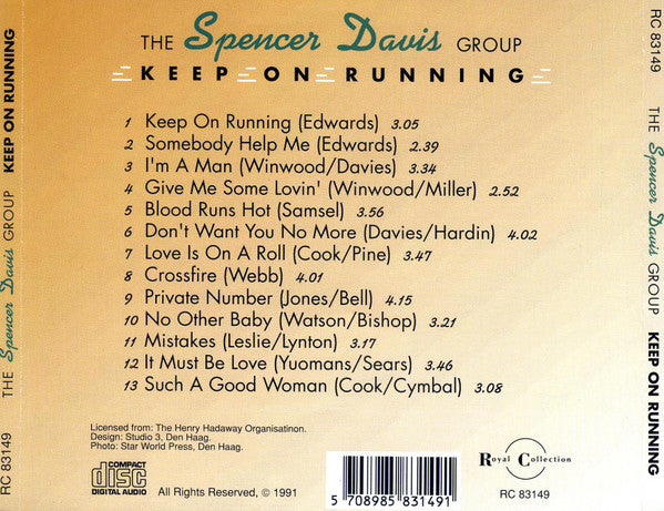 The Spencer Davis Group : Keep On Running (CD, Comp)