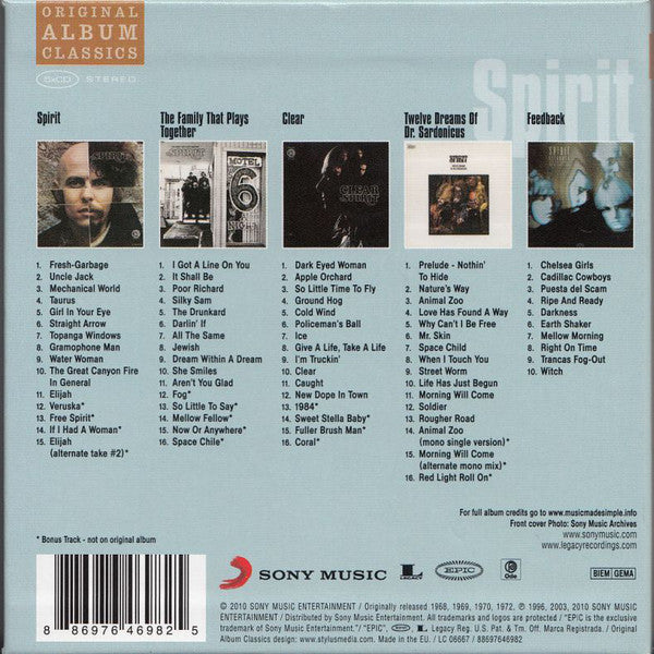 Spirit (8) : Original Album Classics (CD, Album, RE + CD, Album, RE + CD, Album, RE + CD)