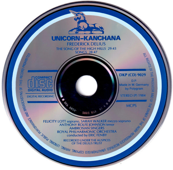 Felicity Lott, Sarah Walker (2), Anthony Rolfe Johnson, Royal Philharmonic Orchestra, Eric Fenby : Delius - The Song Of The High Hills; Songs (CD, Album, Pol)