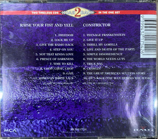 Alice Cooper (2) : Raise Your Fist And Yell / Constrictor (CD, Album, RE + CD, Album, RE + Comp)