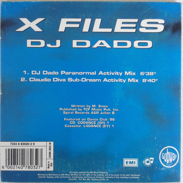 DJ Dado : X Files (CD, Single, Car)