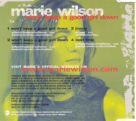 Marie Wilson : Won't Keep A Good Girl Down (CD, Single, Ltd)