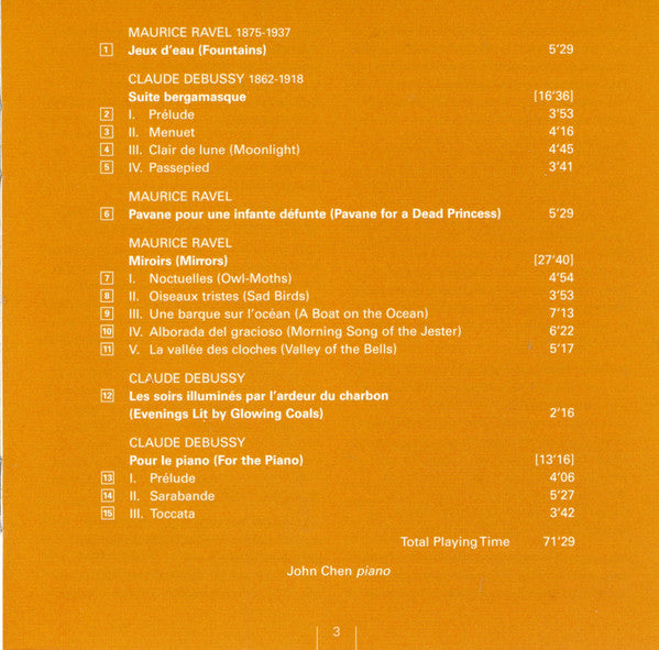 John Chen (3) : Fountains - Piano Impressions By Debussy And Ravel (CD, Album)